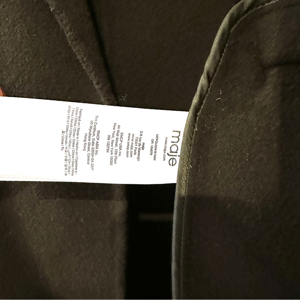 MAJE Galaxie Long Wool Blend Coat Size 40 Dark Olive Green - Picture 11 of 11